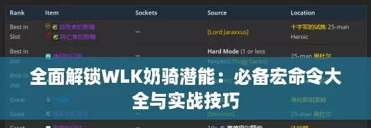 全面解锁WLK奶骑潜能